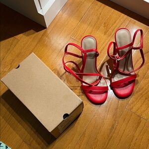 👠 Coutgo Red Strappy Sandal-Style High Heels + Box
